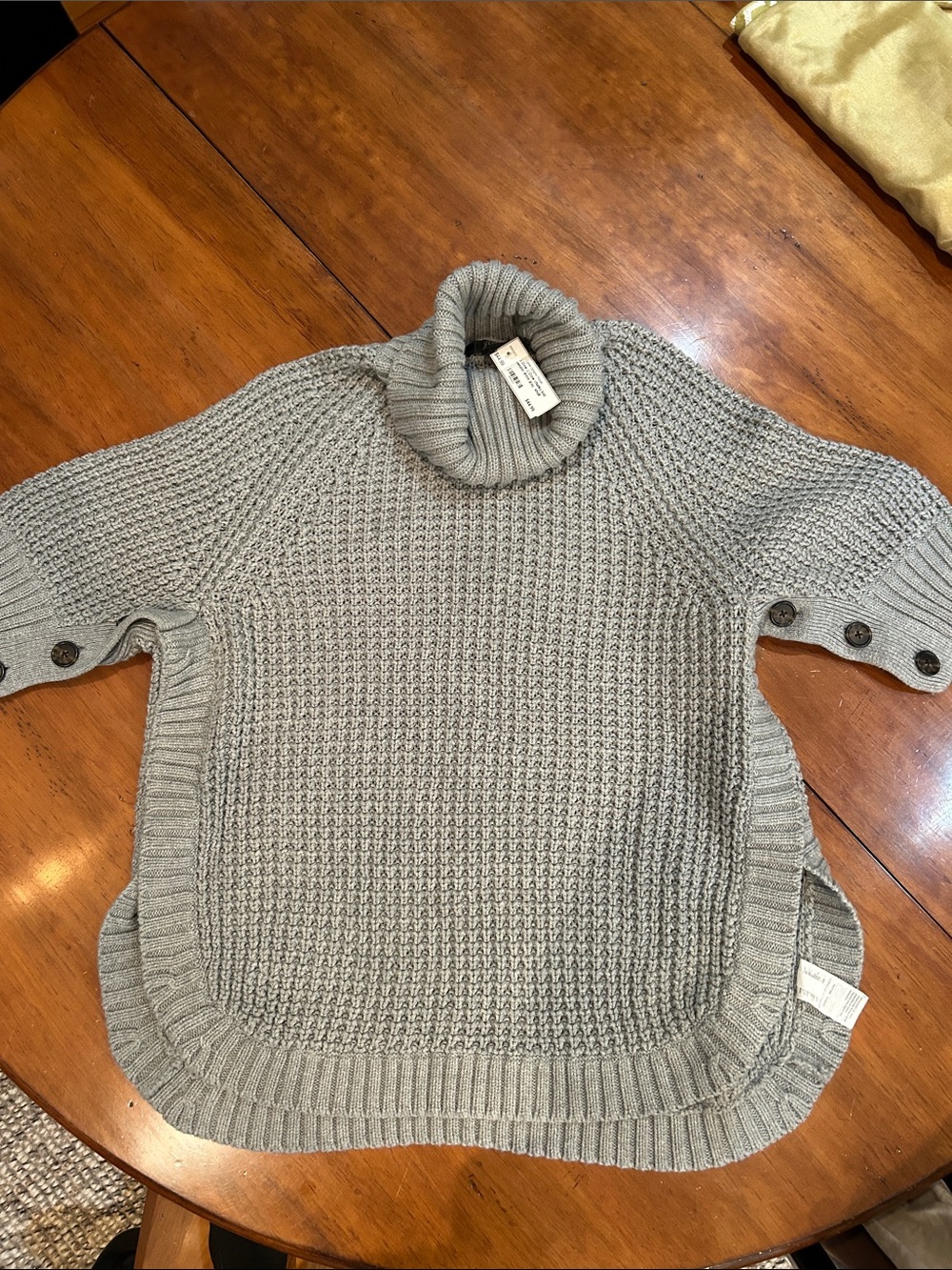 J Crew Cozy Gray Turtleneck Knit Sweater Poncho